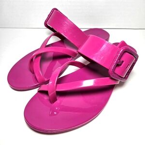 Veronica Beard Salva Jelly Flat Strappy Sandals Pink Orchid Women’s Size 6